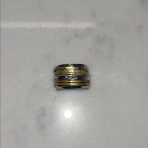 Two-Tone .925 Silver and Bronze Stacked Wide Band Ring